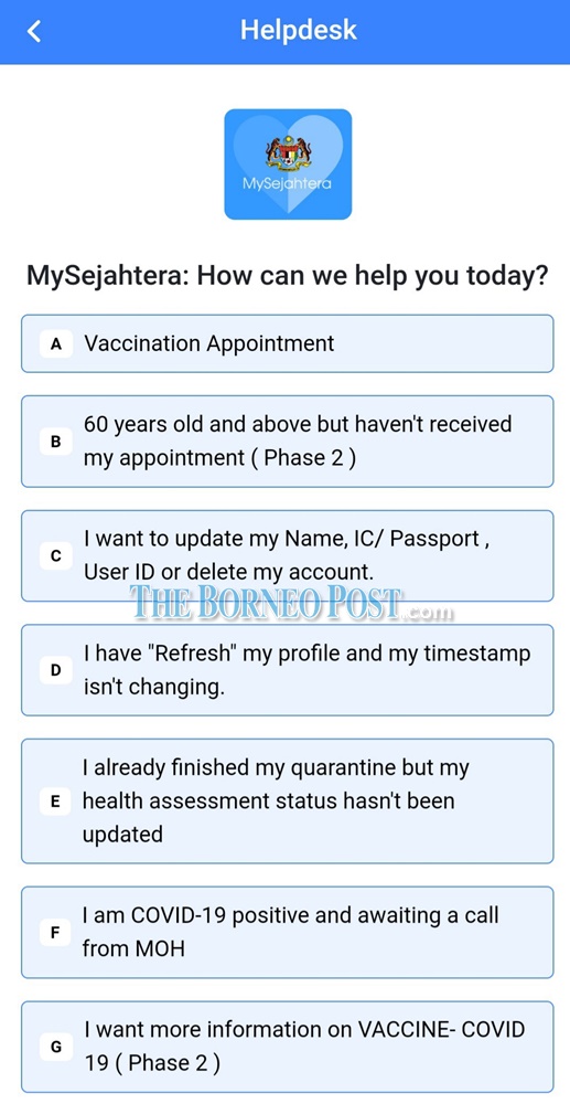 Mysejahtera helpdesk number