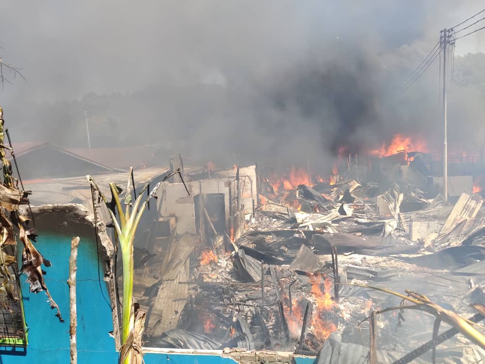 128 Hilang Tempat Tinggal, 16 Rumah Setinggan Musnah Kebakaran Di Skim penempatan telipok